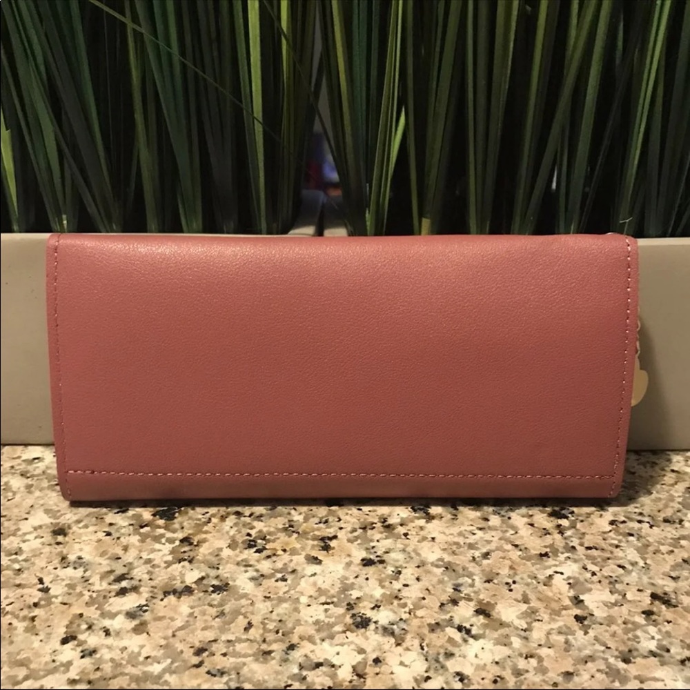 Dark Mauve Pink Tri-Fold Wallet Tassel/Heart - image 3